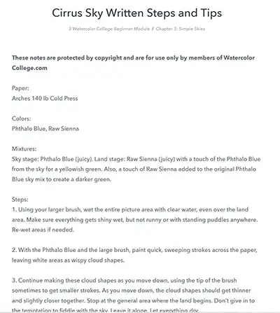 Watercolor lesson steps